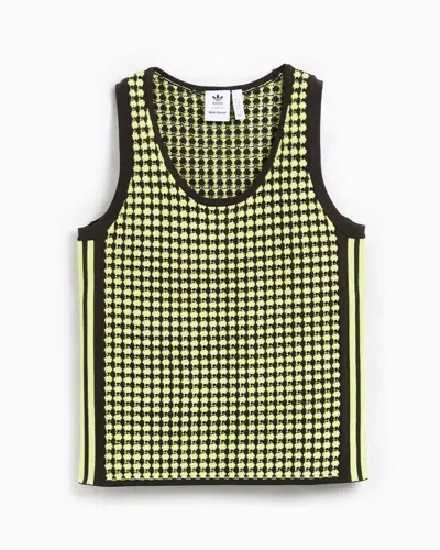 Adidas Originals By Wales Bonner Crochet Vest In Semi Frozen Yellow/night Brown