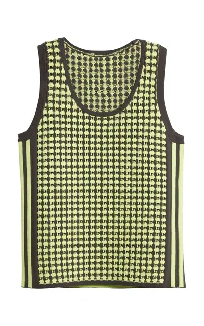 Adidas X Wales Bonner Crocheted Tank Top In Semi Frozen Yellow,night Brown