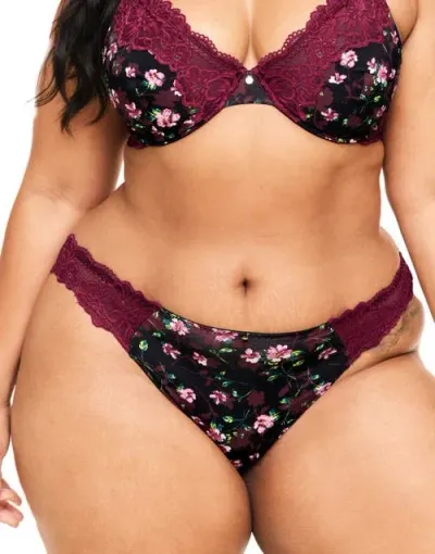 Adore Me Aleena Thong Panties In Floral Black