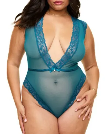 Adore Me Amanda Unlined Bodysuit Lingerie In Dark Blue