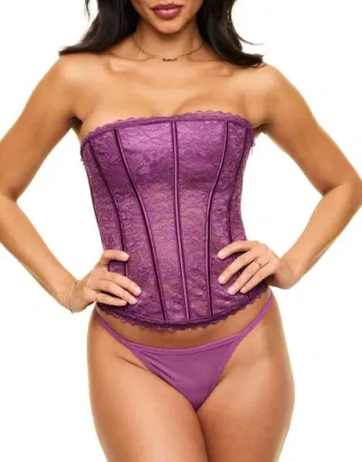 Adore Me Hailey Lined Corset & G-string Set In Dark Purple