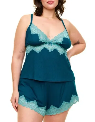 Adore Me Lora Pajama Cami & Shorts Set In Dark Blue