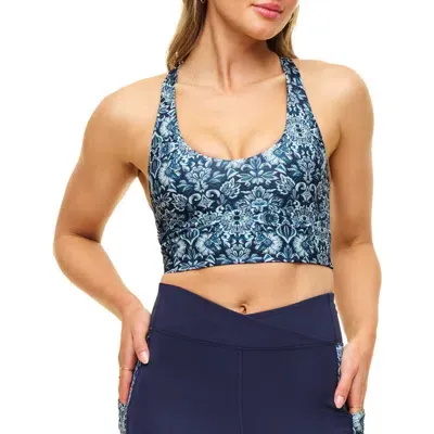 Adore Me Lotus Medium Support Lotus Sports Bra In Geo Blue