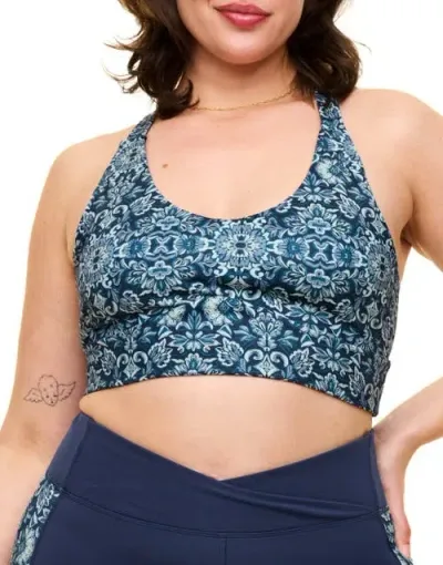 Adore Me Lotus Medium Support Lotus Sports Bra In Geo Blue