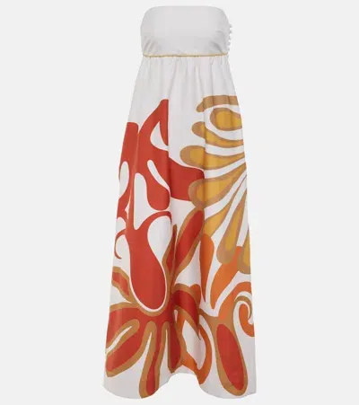 Adriana Degreas Algae Cotton-blend Maxi Dress In Orange