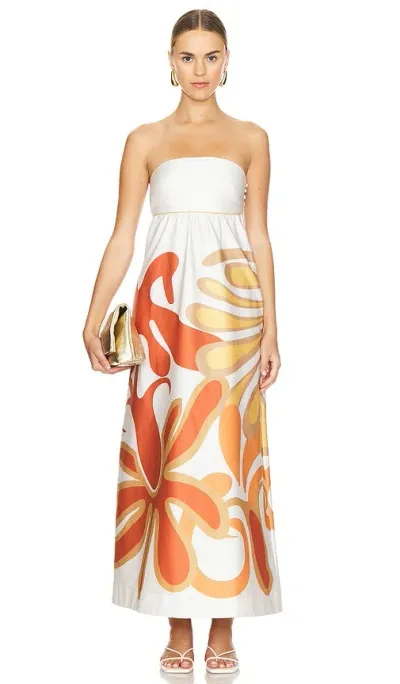 Adriana Degreas Swirl-print Strapless Maxi Dress In Orange