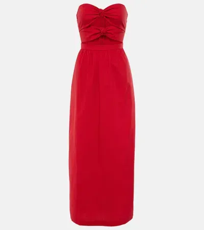 Adriana Degreas Gathered Cotton Jersey Maxi Dress In Red