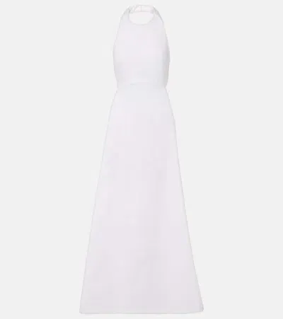 Adriana Degreas Halterneck Cotton-blend Maxi Dress In White