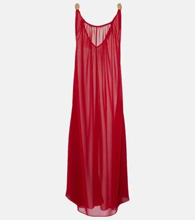 Adriana Degreas Holiday Open-back Chiffon Maxi Dress In Red