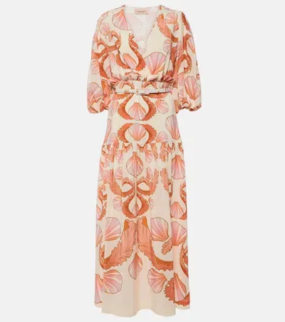 Adriana Degreas Seashell Silk Maxi Dress In Multicoloured