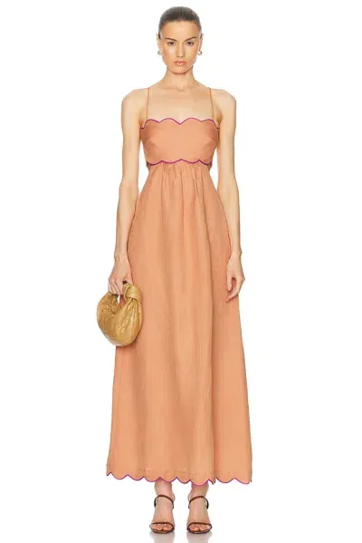 Adriana Degreas Seashell Solid Cut Out Long Dress In Peach