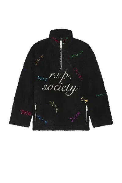 Advisory Board Crystals R.i.p. Society Quarter Zip In Black