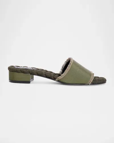 Aera Giorgia Grosgrain Kitten Mule Sandals In Green