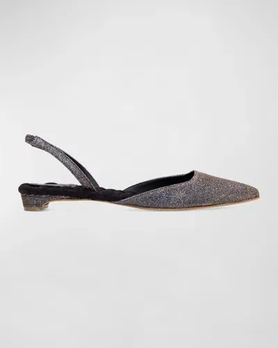 Aera Jackie Shimmer Slingback Ballerina Flats In Metallic Lurex