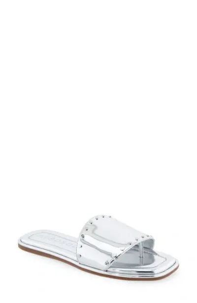 Aerosoles Blake Flip Flop In Silver Mirror Metallic Pu