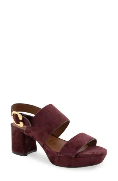 Aerosoles Camera Platform Sandal In Deep Aubergine Suede