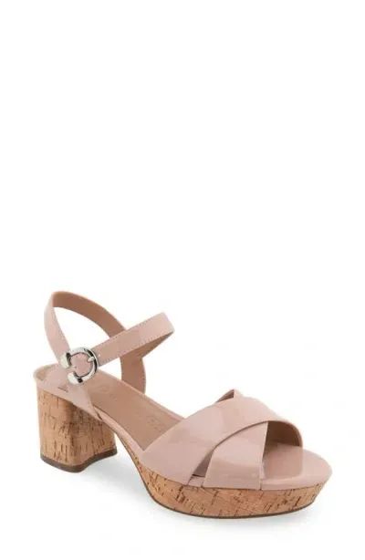 Aerosoles Cosmos Sandal In Cipria Patent Pu W/cork Heel