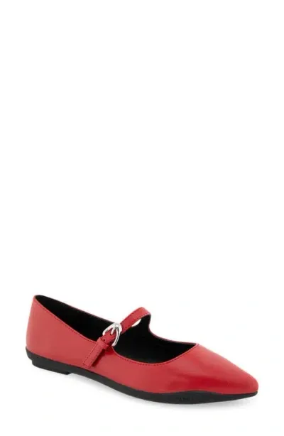 Aerosoles Diva Pointed Toe Mary Jane Flat In Racing Red