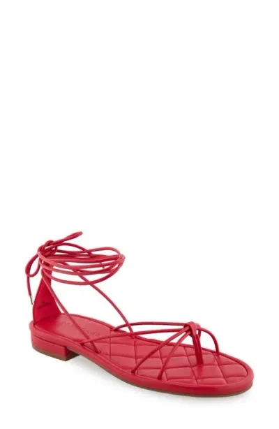 Aerosoles Jacky Ankle Tie Sandal In Racing Red Pu Leather