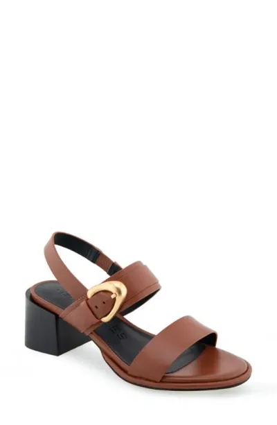 Aerosoles Nova Block Heel Sandal In Ginger Bread Leather