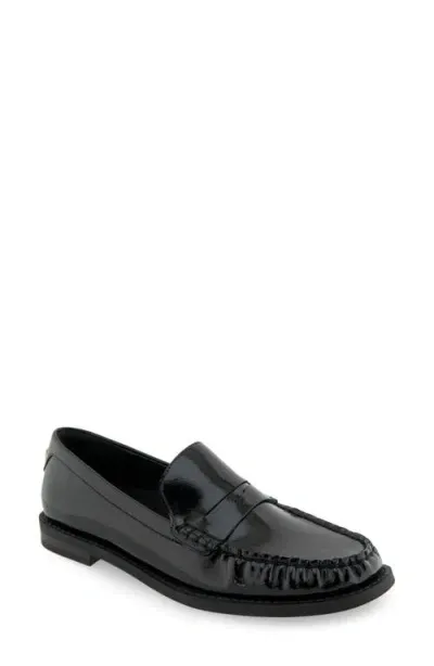 Aerosoles Sienna Penny Loafer In Black Patent Faux Leather