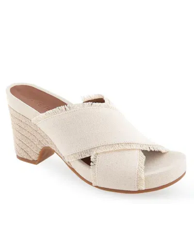 Aerosoles Women's Madina Open Toe Wedge Sandals In Cream Canvas