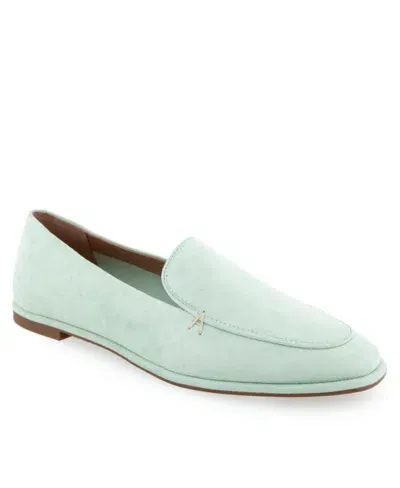 Aerosoles Neo Womens Leather Almond Toe Loafers In Green