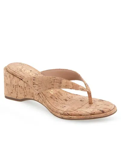 Aerosoles Women's Nero Wedge Flip Flop Sandals In Cork Combo