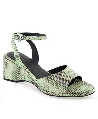 Aerosoles Women's Nixon Buckle Strap Wedge Sandals In Gleam Snake Leather