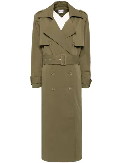 Aexae Cargo Trench Coat In Green