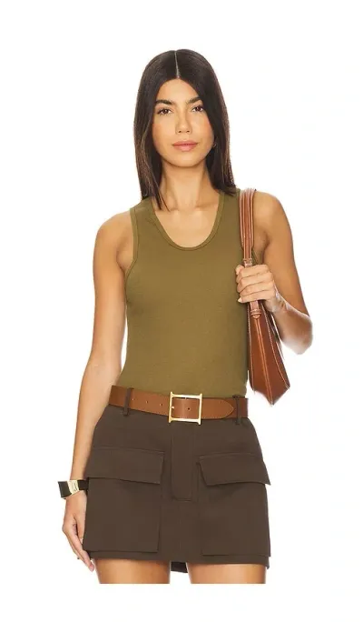 Aexae Ribbed Tank Top In Olive