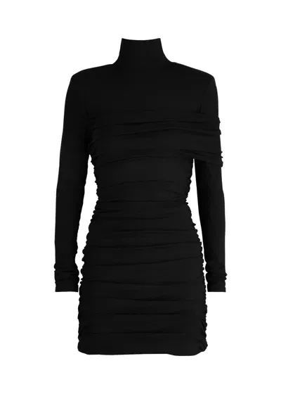 Aexae Ruched Stretch-jersey Mini Dress In Black