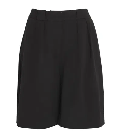 Aexae Wool Pleated Bermuda Shorts In Black