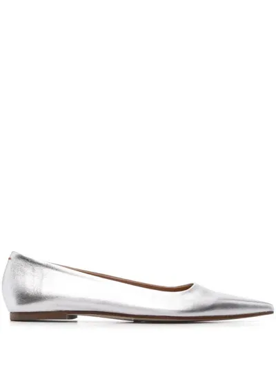 Aeyde Cassy Leather Ballet Flats In Grau