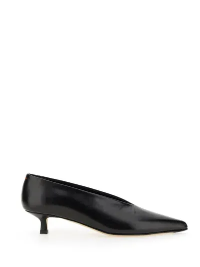 Aeyde Moa Leather Point-toe Flats In Black