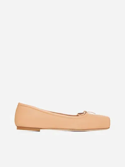 Aeyde Gabriella Nappa Leather Ballet Flats In Peach