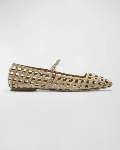 Aeyde Uma Caged Mary Jane Ballerina Flats In Latte