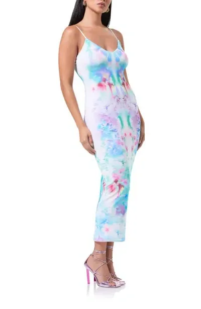 Afrm Amina Print Slipdress In Blur Blossom