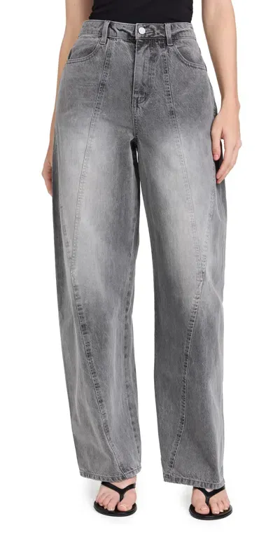 Afrm Archer Seamed Barrel Jeans Smoke Grey Wash