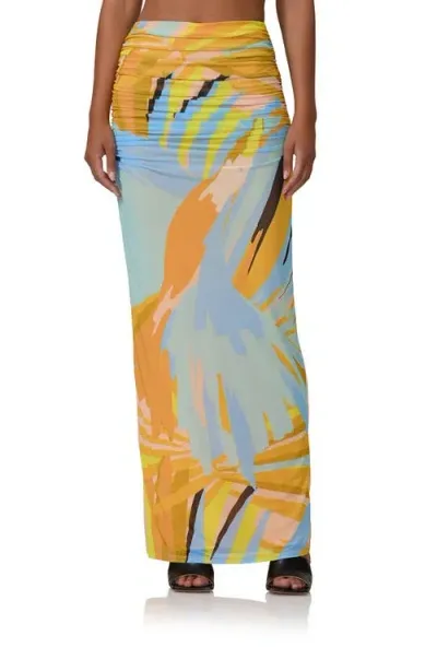 Afrm Bevin Mesh Maxi Skirt In Bird Of Paradise