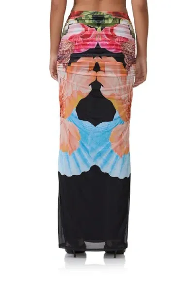 Afrm Bevin Mesh Maxi Skirt In Hibiscus Shell