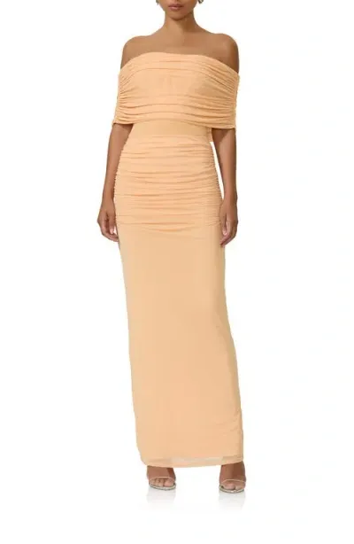 Afrm Bevin Mesh Maxi Skirt In Peach Fuzz