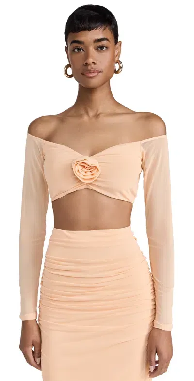 Afrm Elden Rosette Crop Top Peach Fuzz