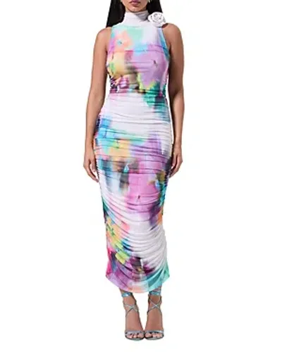 Afrm Fiorella Ruched Maxi Dress In Blur Pansy