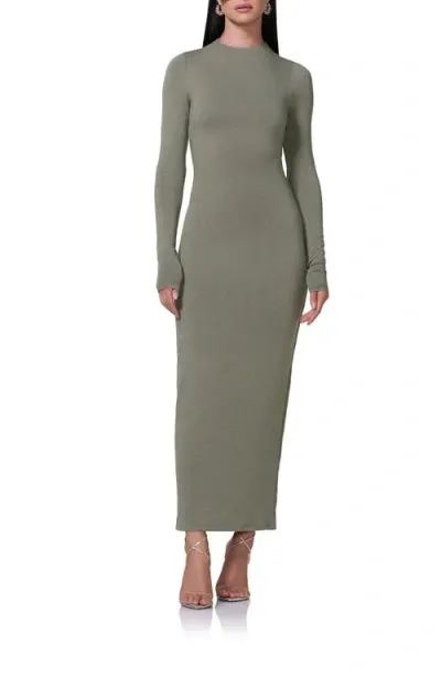 Afrm Juniper Long Sleeve Body-con Dress In Heather Olive