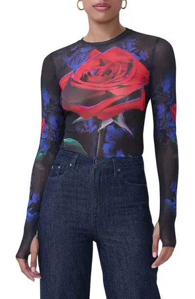 Afrm Kaylee Printed Mesh Top In Realism Rose