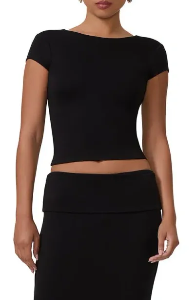 Afrm Lola Open Back Crop Top In Noir