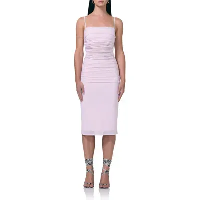 Afrm Miranda Ruched Sheath Dress In Lilac Snow