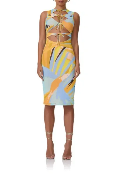 Afrm Rheana Cutout Detail Sheath Dress In Bird Of Paradise