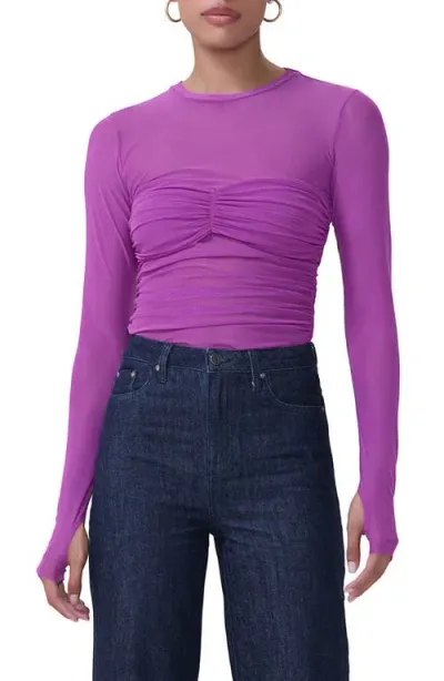 Afrm Sandrine Long Sleeve Mesh Top In Cactus Flower